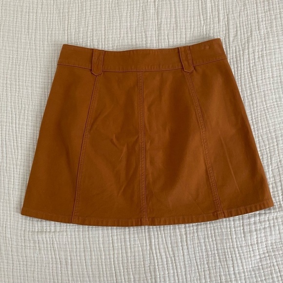 Madewell Button Front Brown Mini Skirt - Picture 2 of 4